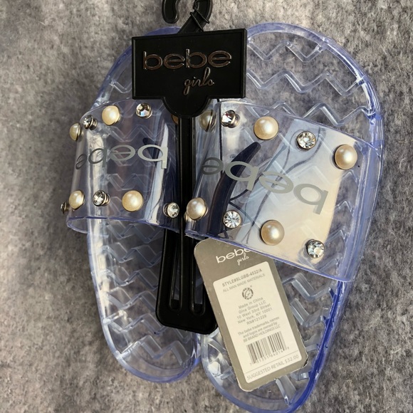 New w/tags BEBE girls jelly shoes w/ pearls & gems - Picture 2 of 6